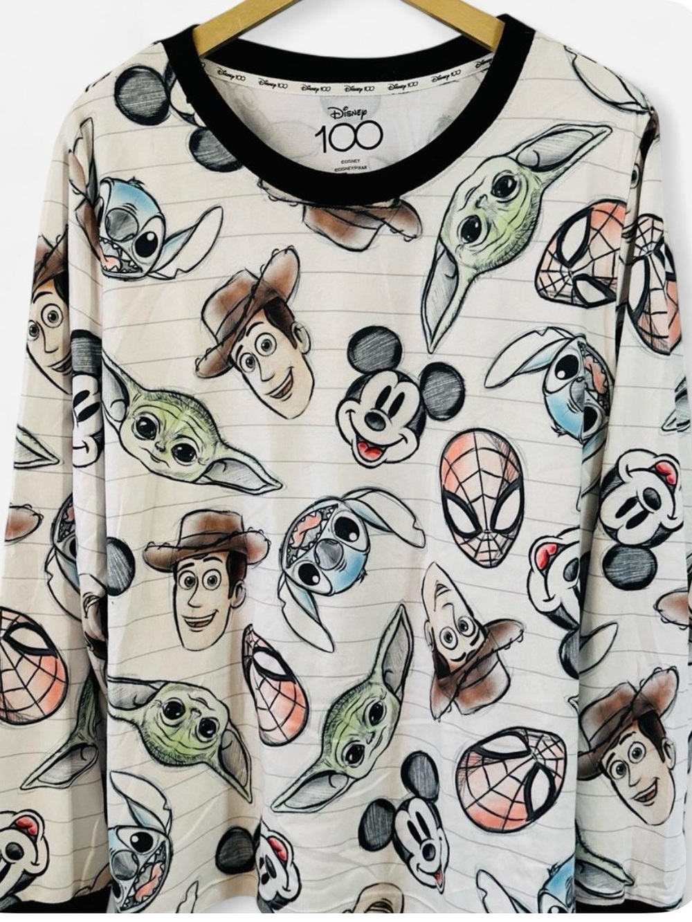 Disney 100 Character Pajama Set Top & Jogger Pants Adult XXL